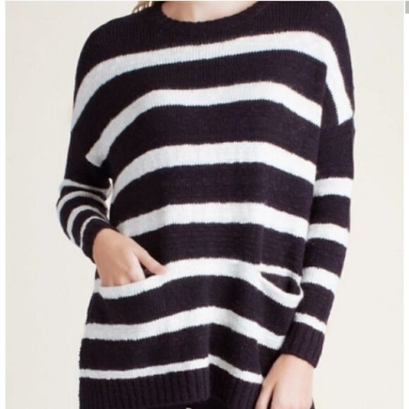 Kensie Women's Stripped Cozy Sweater Black and White Size XS - Picture 4 of 9